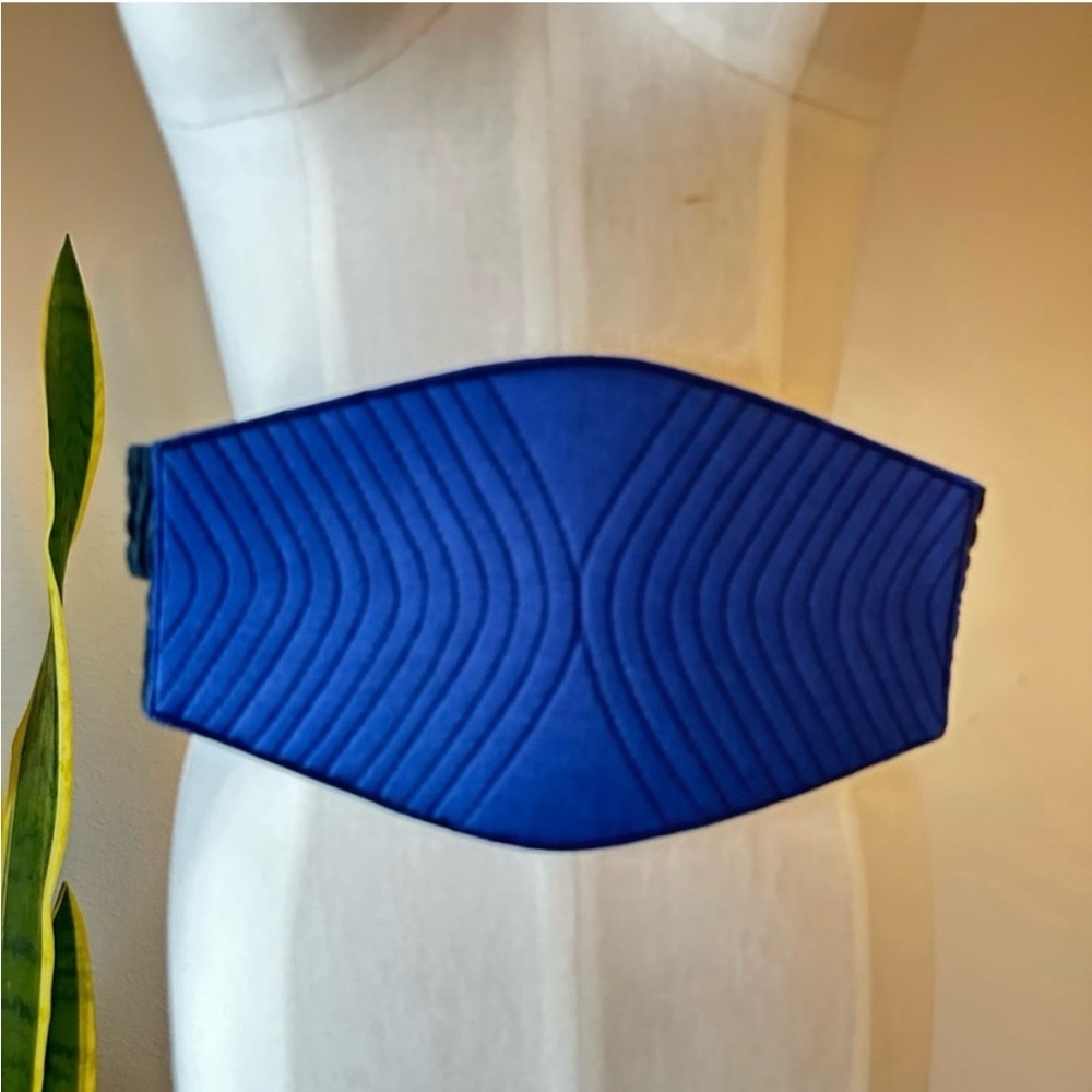 Betty Belts Silk Reversible Corset Belt  Quilted Wide Royal Blue and Black